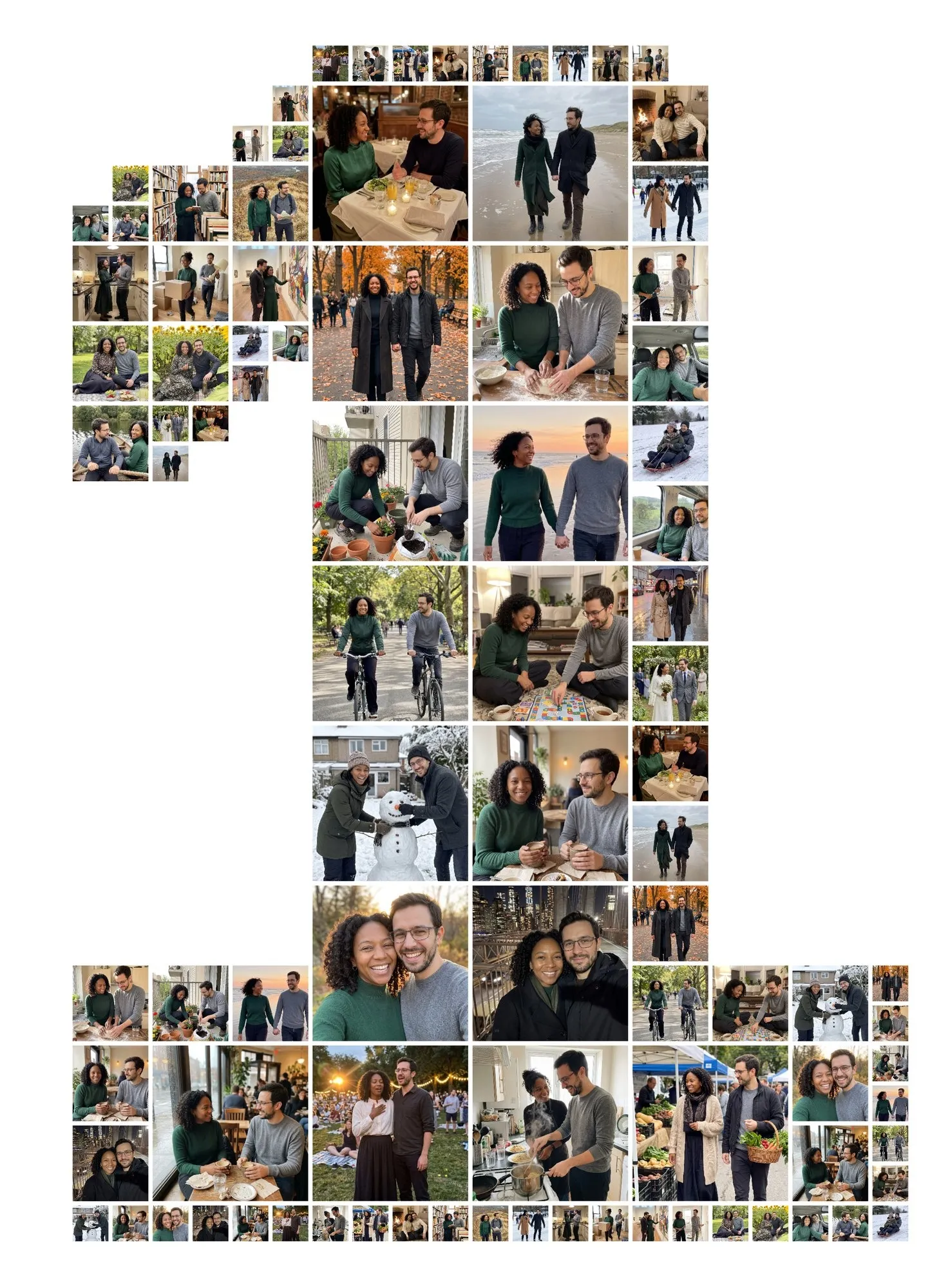 Number 1 photo collage made from a couple's photos of their first year together