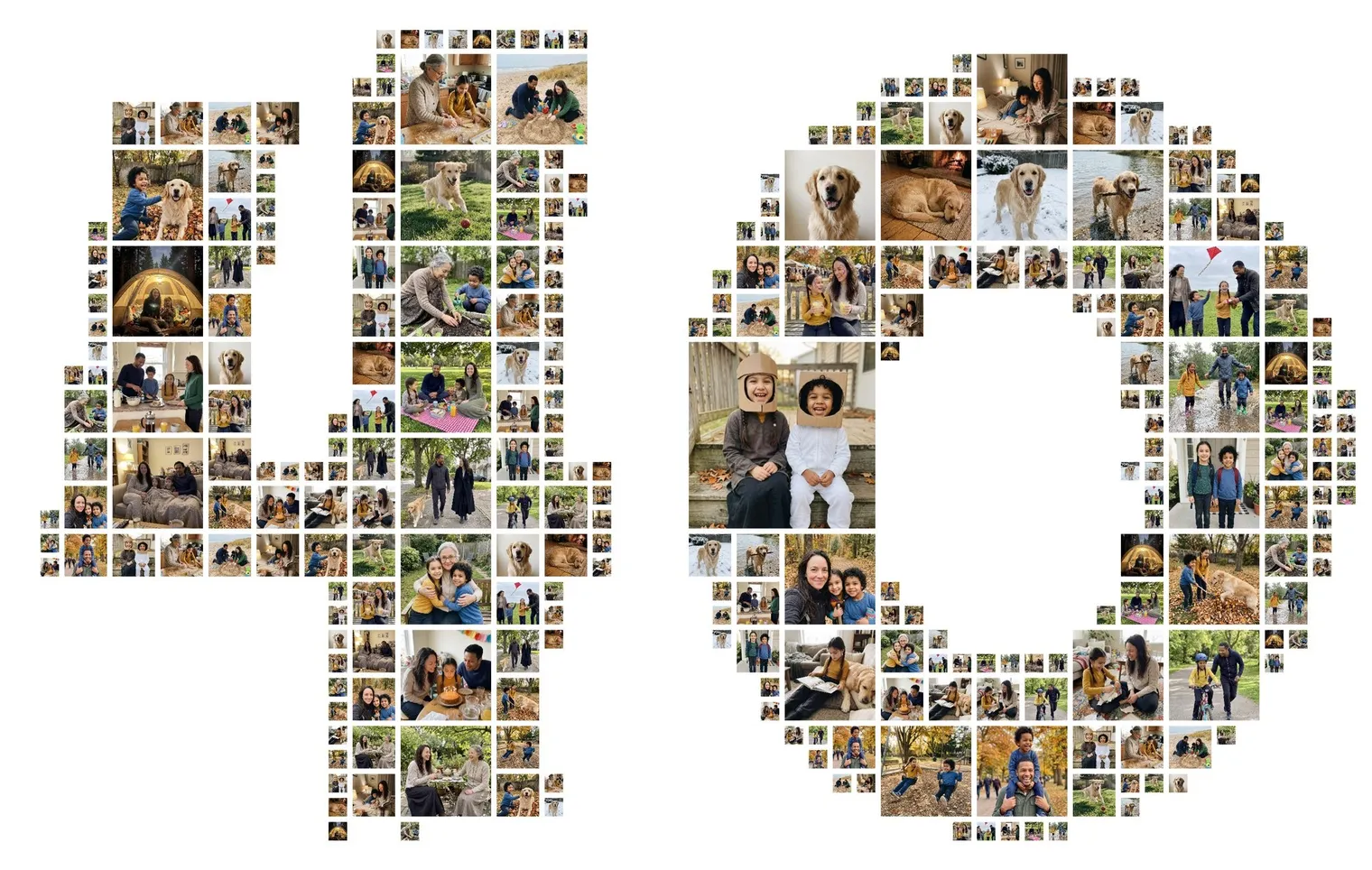 Number 40 birthday photo collage made from family photos