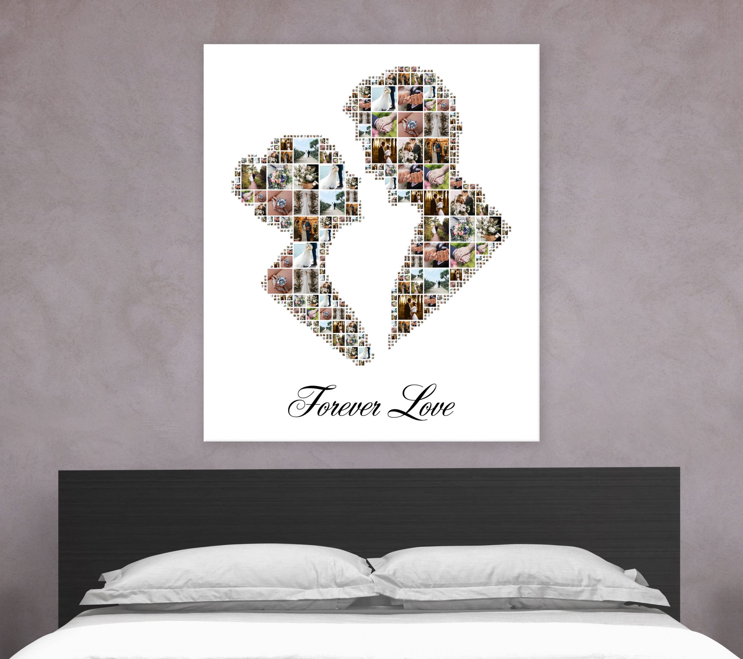 Displaying Wedding Photos in Bedroom in a Creative Way